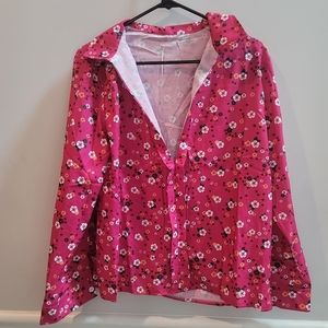 Womens pink floral blouse top long sleeve XXL